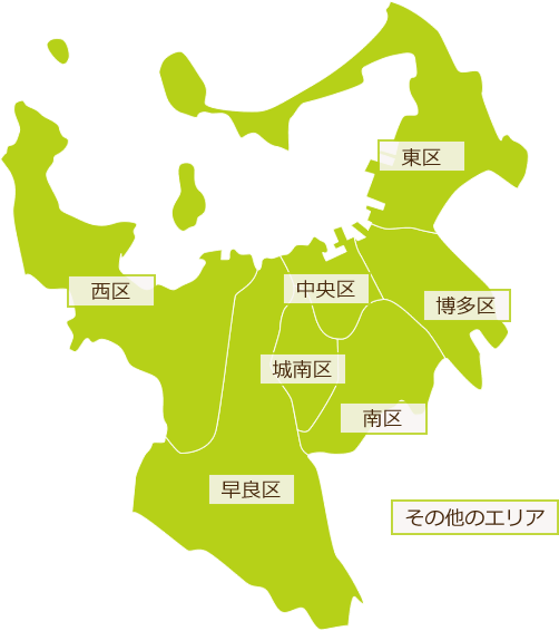 福岡市および近郊を中心とした地図